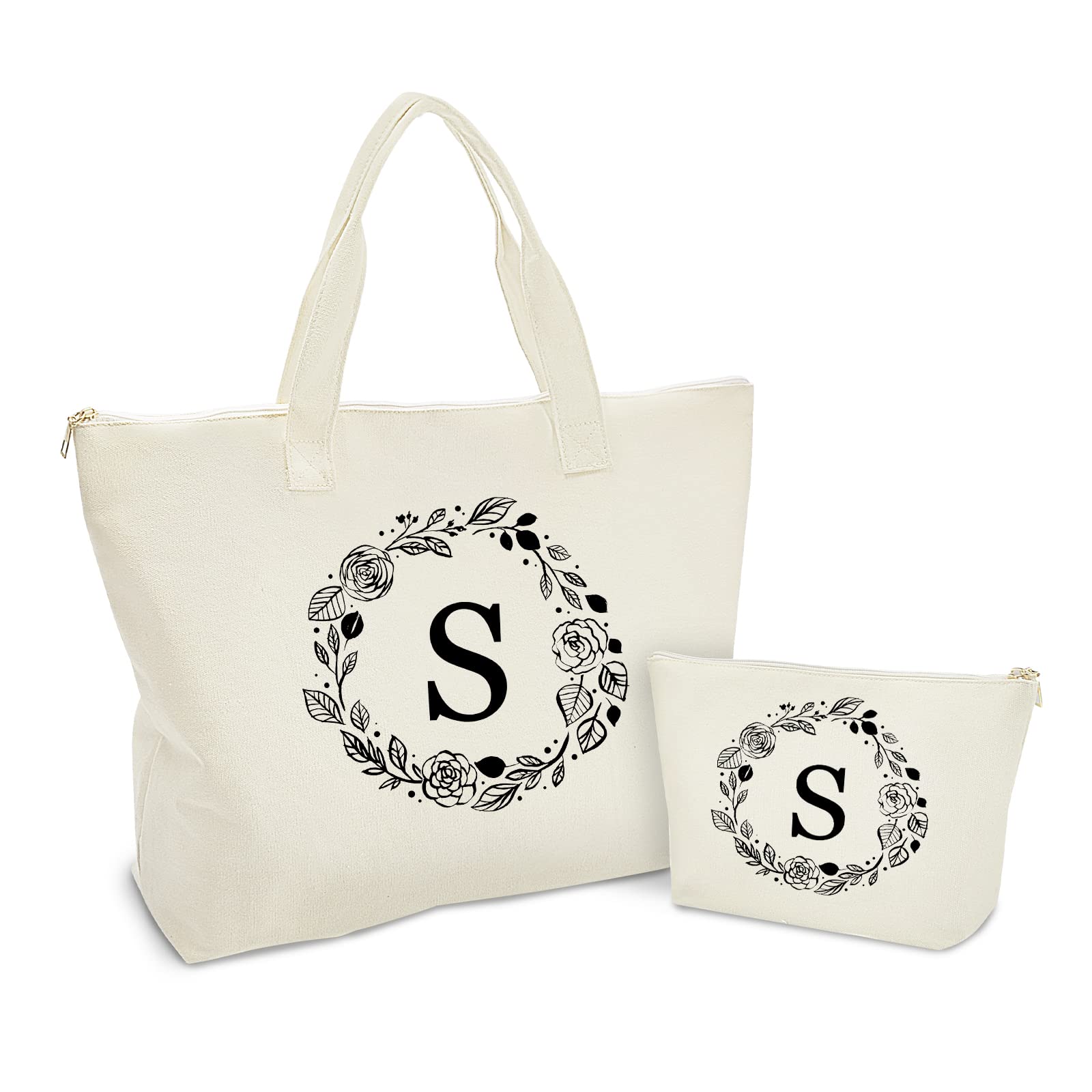 Binggemen bolso de lona con inicial personalizada y cierre seguro para regalo.