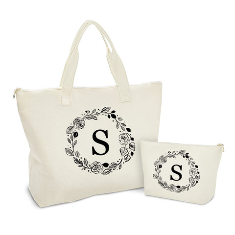 Binggemen bolso de lona con inicial personalizada y cierre seguro para regalo.