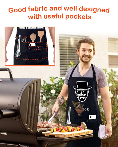Delantal Binggle para barbacoa negro resistente en exteriores