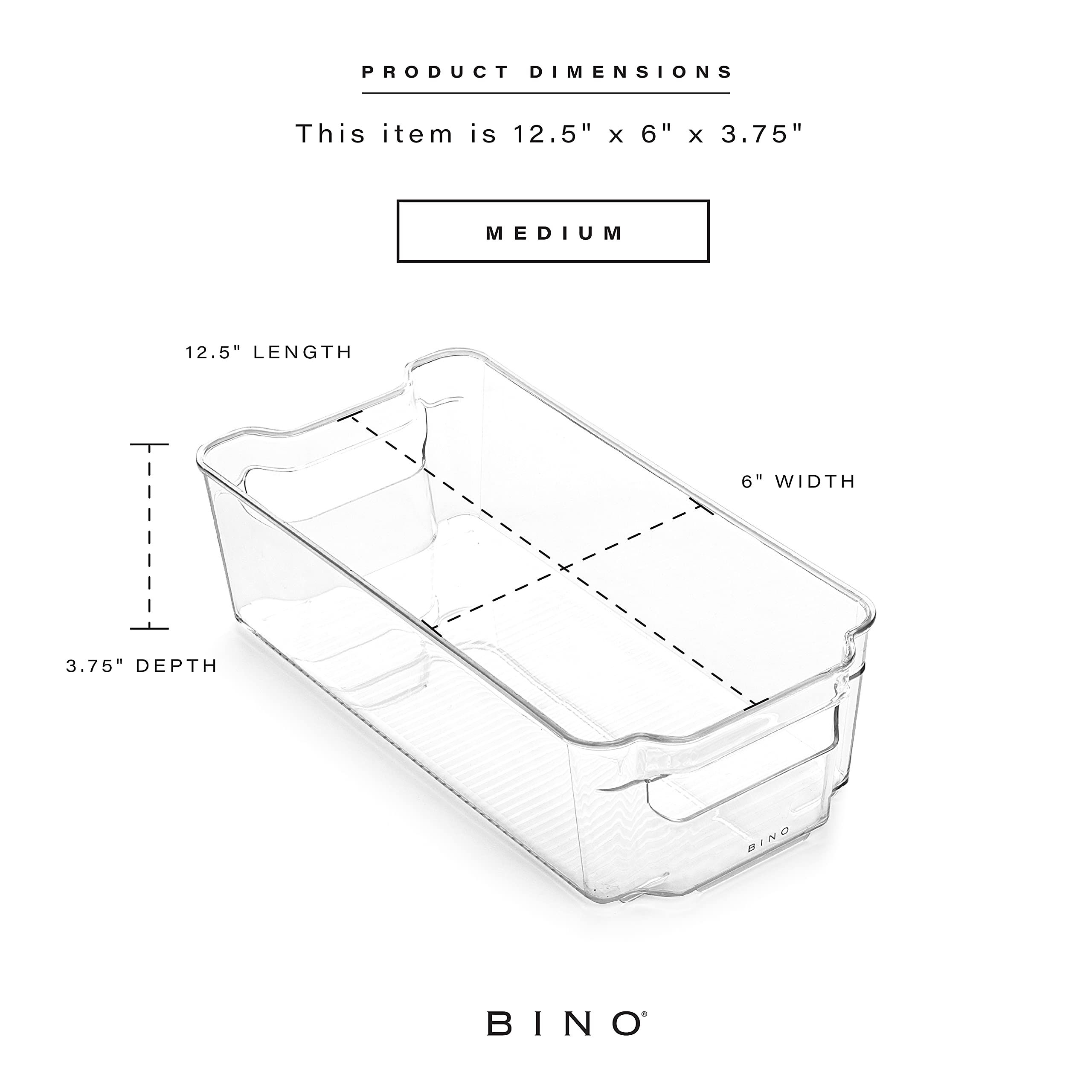 BINO contenedores transparentes, detalle mango lateral, transporte cómodo entre cocina y mesa.