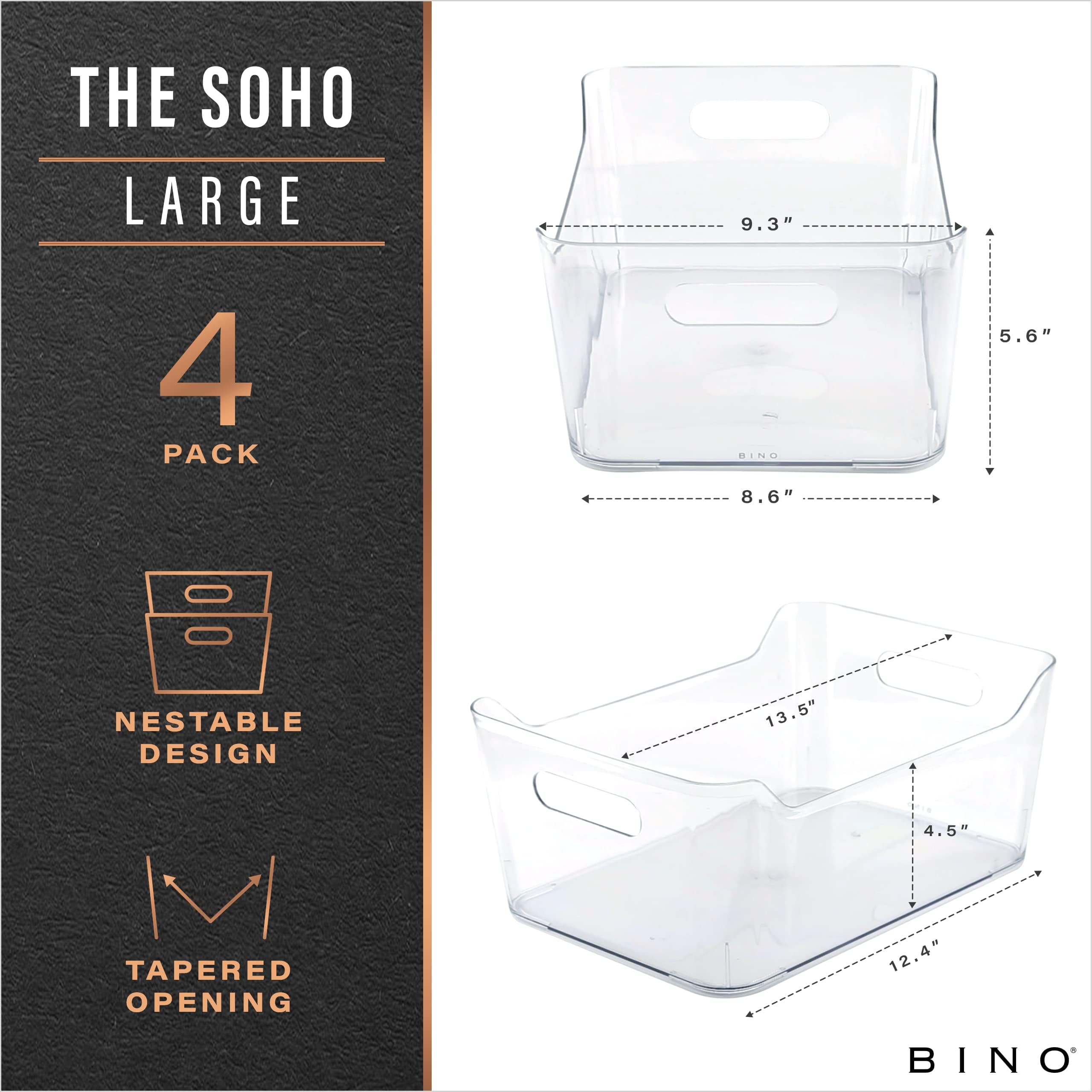 BINO organizador plástico grande para frigorífico, acceso rápido gracias a sus asas.