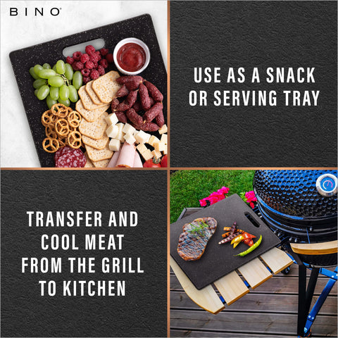 Tabla BINO sirve como bandeja para servir snacks o charcutería.