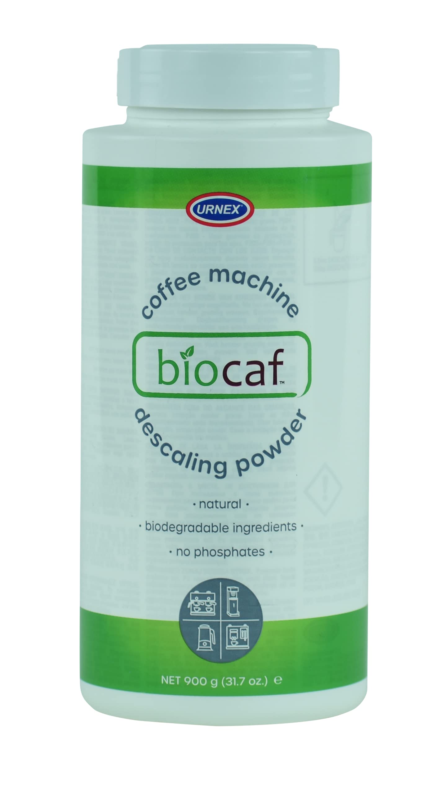 Biocaf desincrustante para cafetera: frasco de 900 g, limpieza eficaz de sarro.