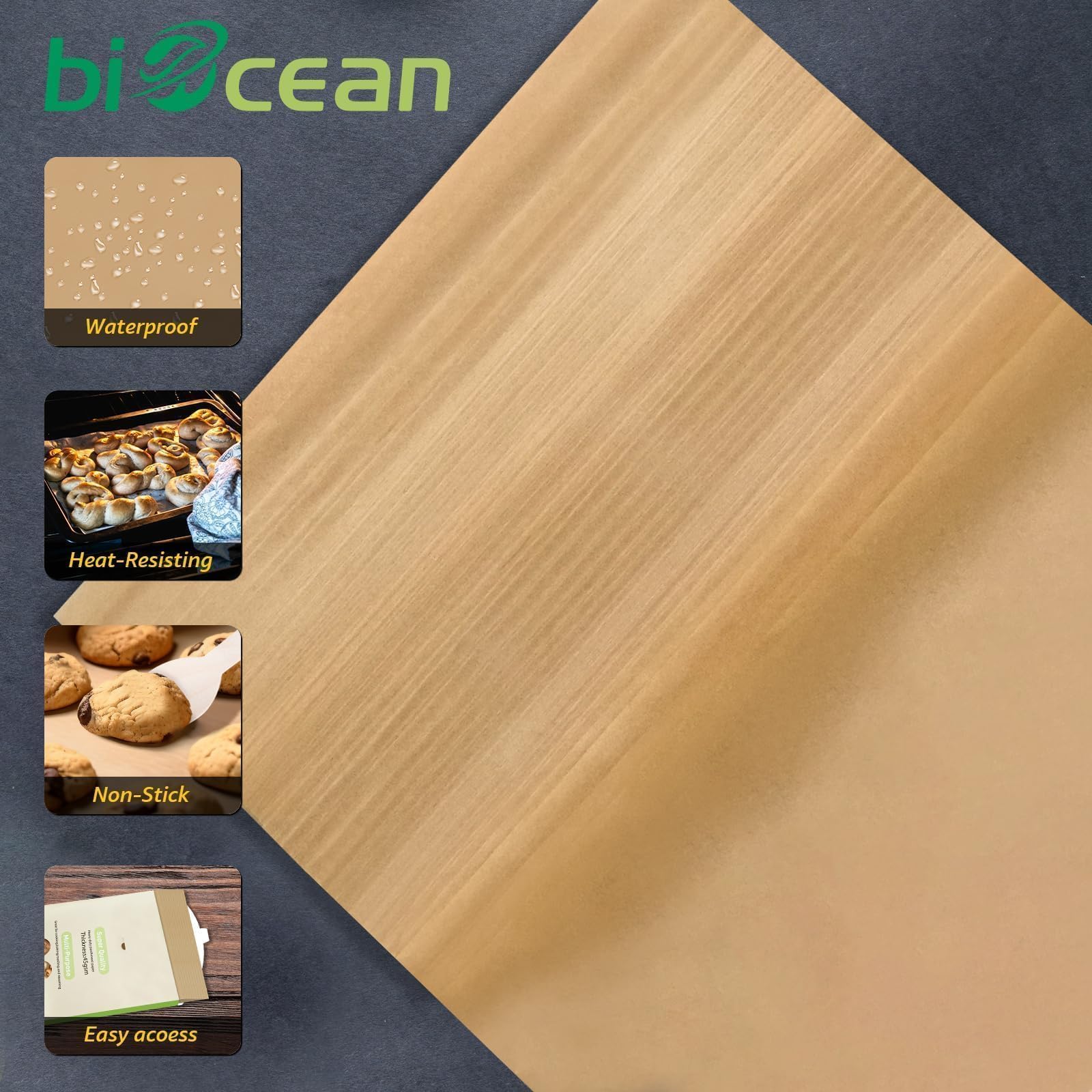 Biocean multipropósito para cocina diaria: hornear, sellar y envolver.