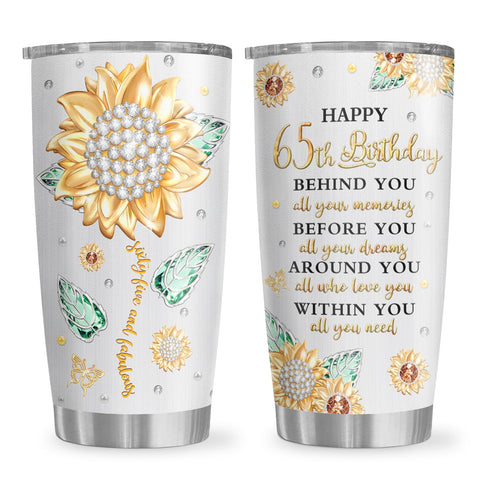 Biomlon Vaso 20 oz con diseño frontal, ideal como regalo de 65 años.