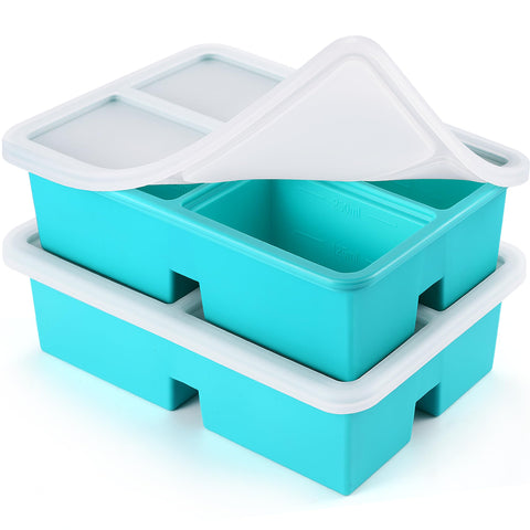 BIONMAPLE bandeja de congelar silicona con tapa 1 taza para porciones fáciles y almacenamiento.