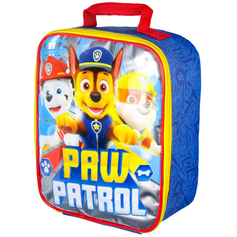 Bioworld bolsa almuerzo Paw Patrol frente con Chase, Marshall y Rubble, diseño llamativo