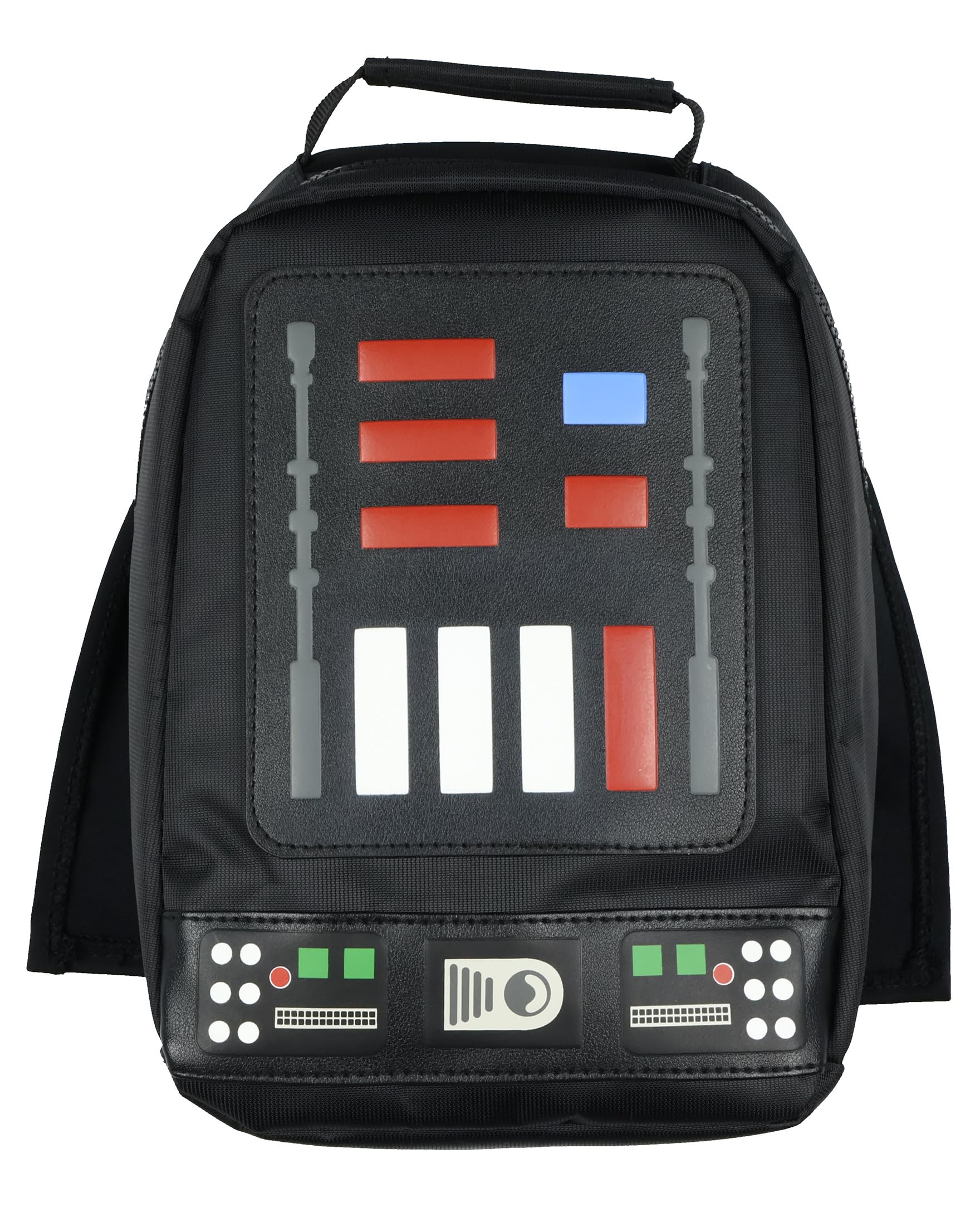 Bioworld Darth Vader Lunch Tote con capa, diseño temático ideal para la escuela o la oficina.