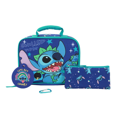 Bioworld Disney Stitch Chilled Vibes: bolsa de almuerzo frontal con diseño alegre.