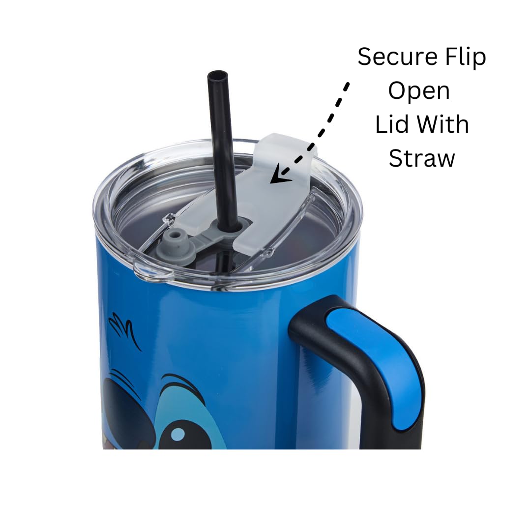 Bioworld Disney Stitch vaso térmico 40 onzas azul, asa ergonómica para transportar.