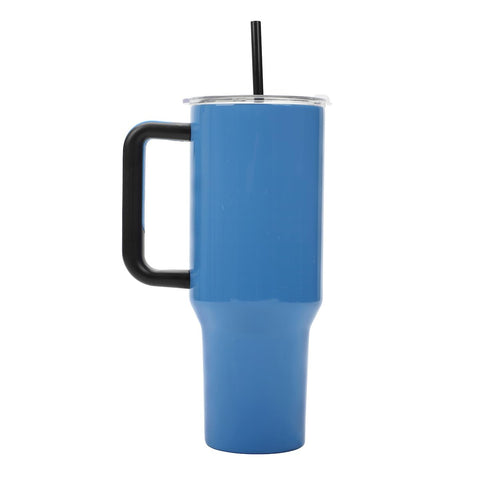 Bioworld Disney Stitch vaso térmico 40 onzas azul con pajilla larga para beber fácil.