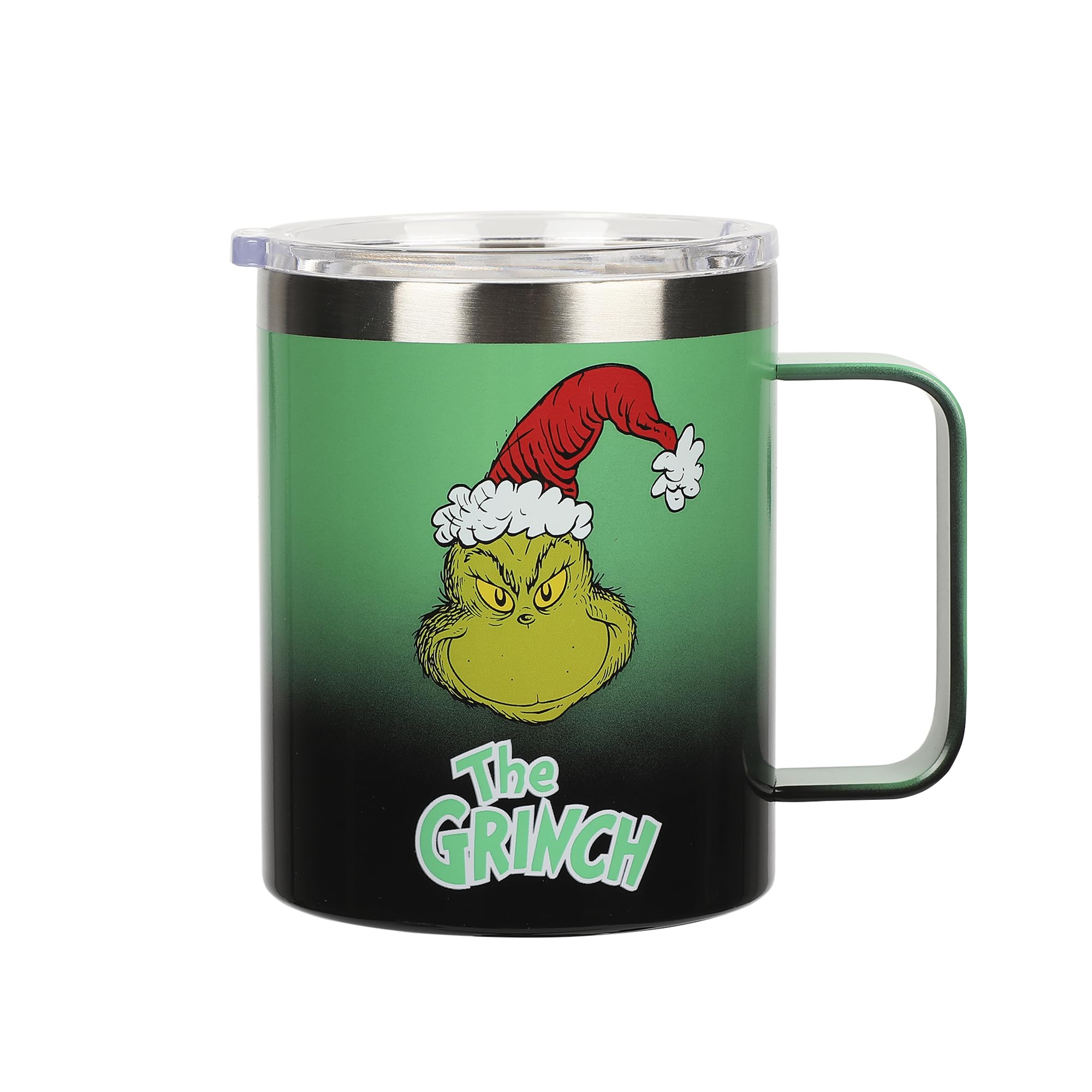 Bioworld Grinch cara de 14 onzas, taza de doble pared mantiene la bebida caliente por más tiempo