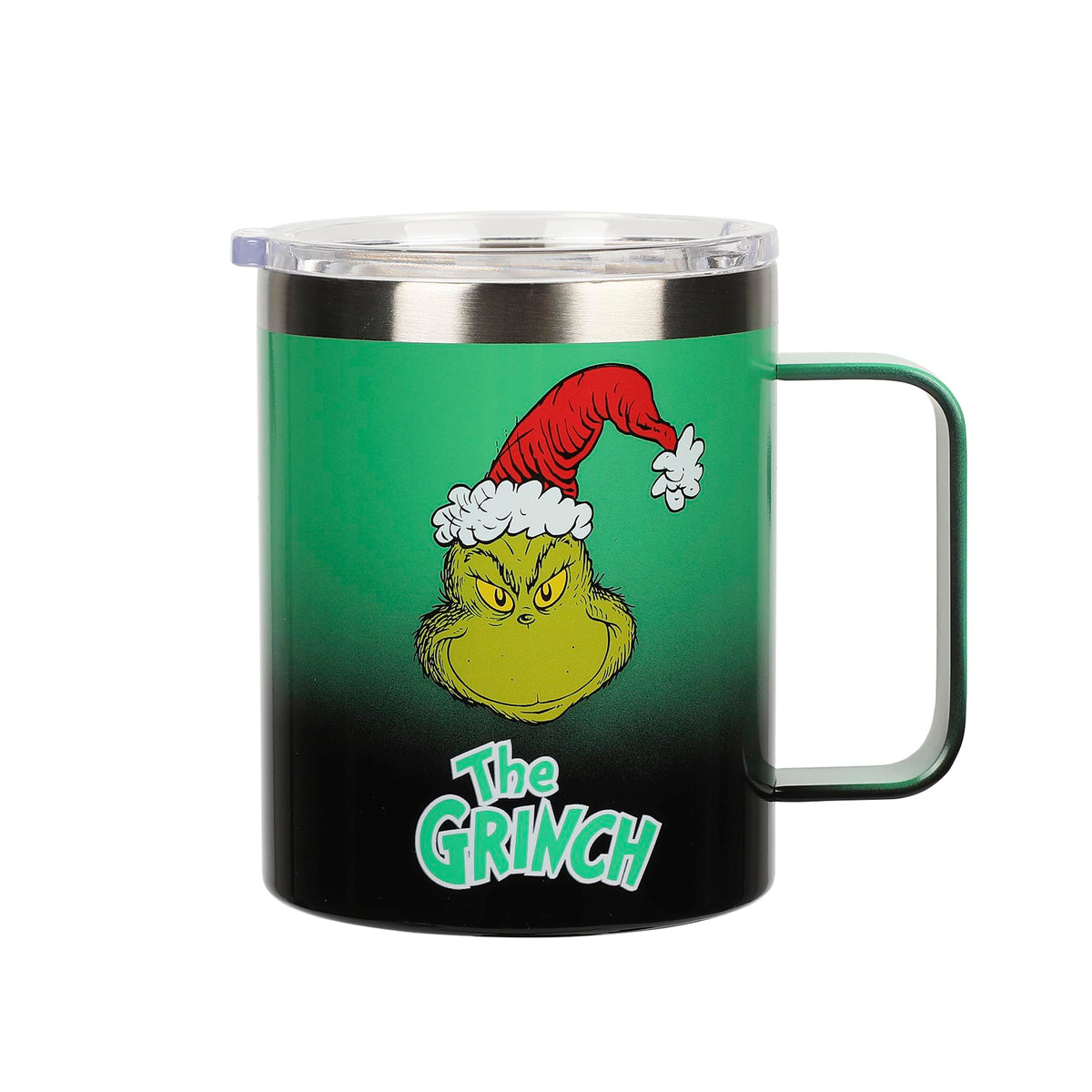 Bioworld Grinch cara de 14 onzas, taza de doble pared mantiene la bebida caliente por más tiempo