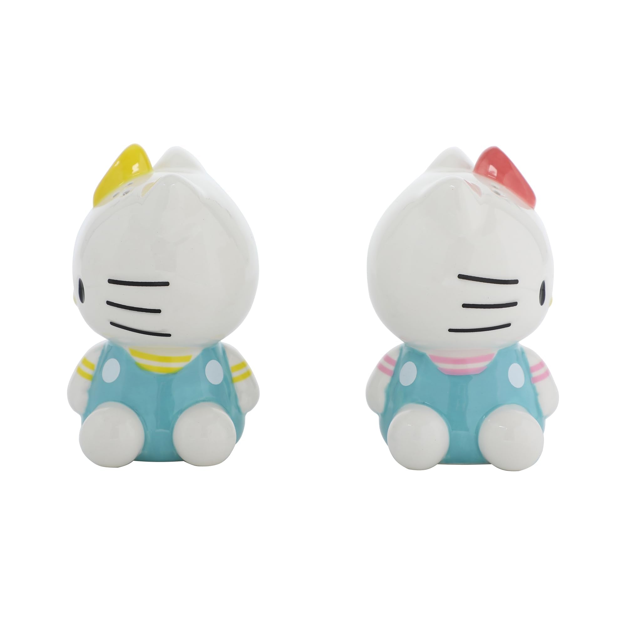 Bioworld Hello Kitty salero y pimentero cerámicos, tamaño compacto para la mesa.