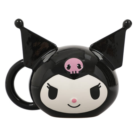 Bioworld Kuromi: cara central en taza cerámica esculturada, ideal para fans del anime.