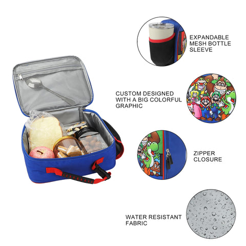 Bioworld lonchera Mario interior aislante mantiene meriendas frescas