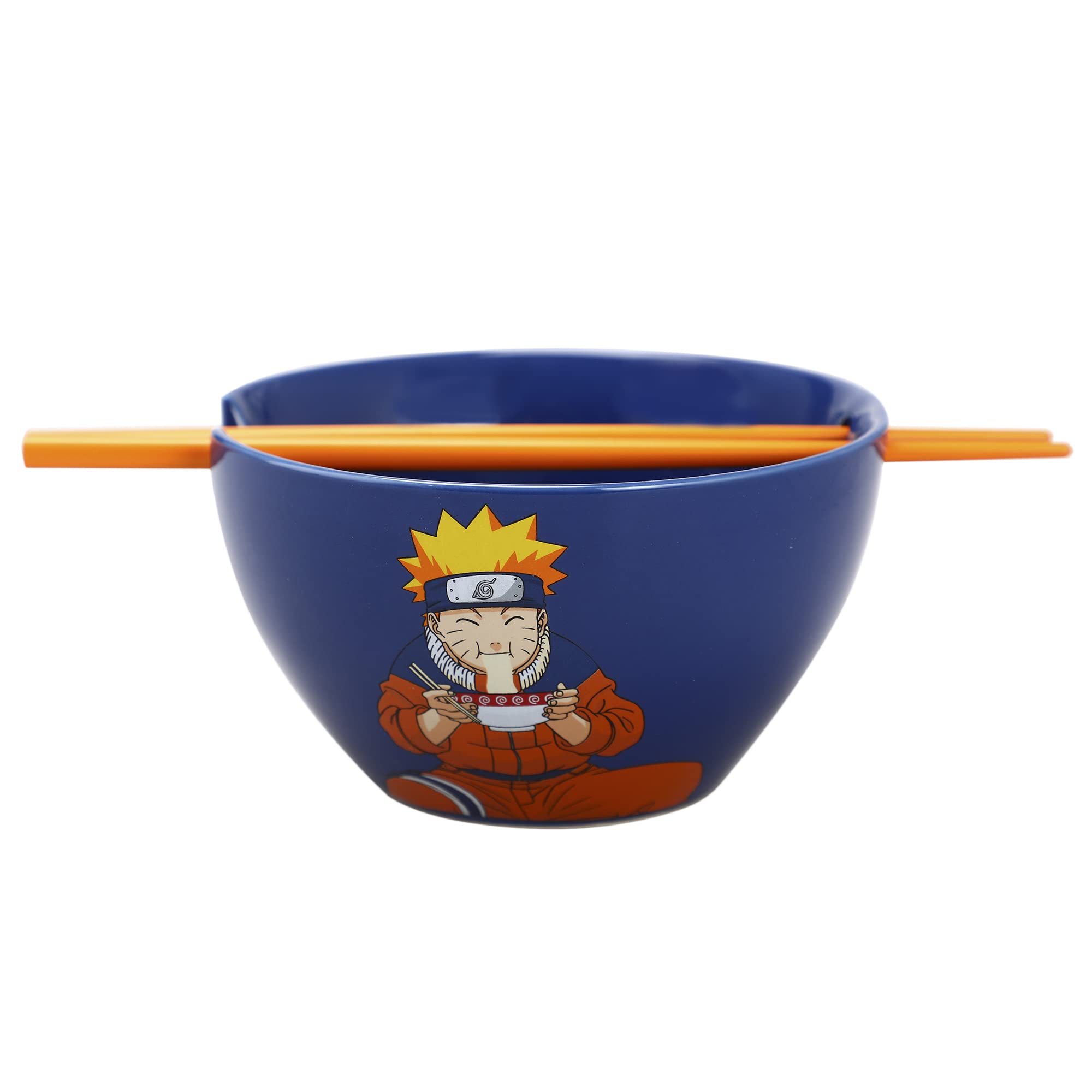 Bioworld Naruto Uzumaki comiendo fideos en tazón de ramen, ideal para experiencias de comida temática.