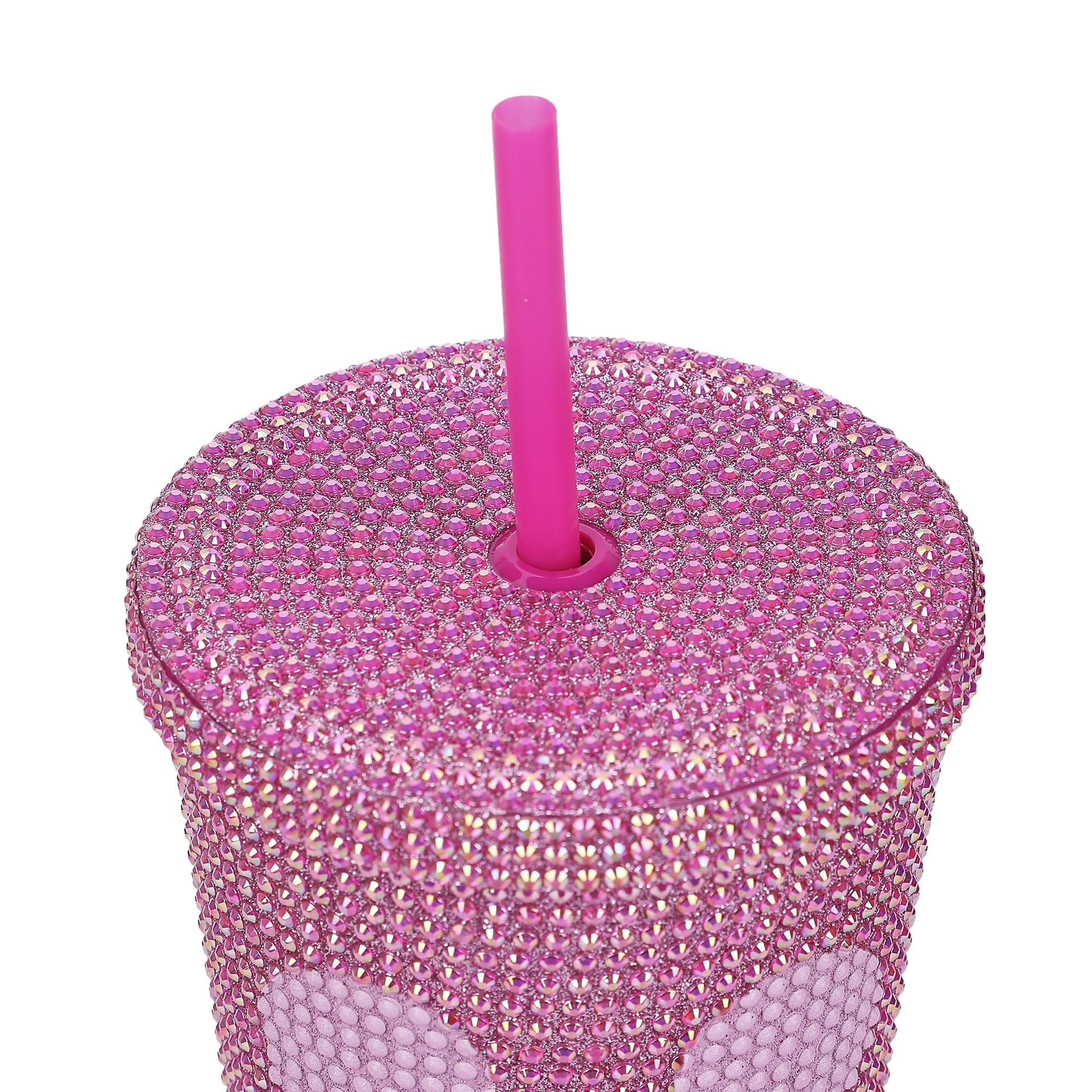 Vaso Bioworld de plástico rosa y duradero para uso diario.