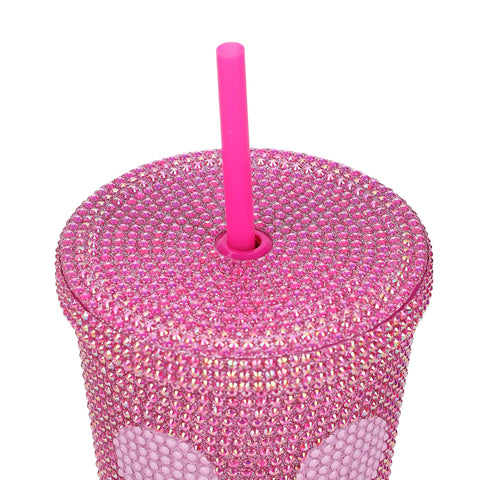 Vaso Bioworld de plástico rosa y duradero para uso diario.