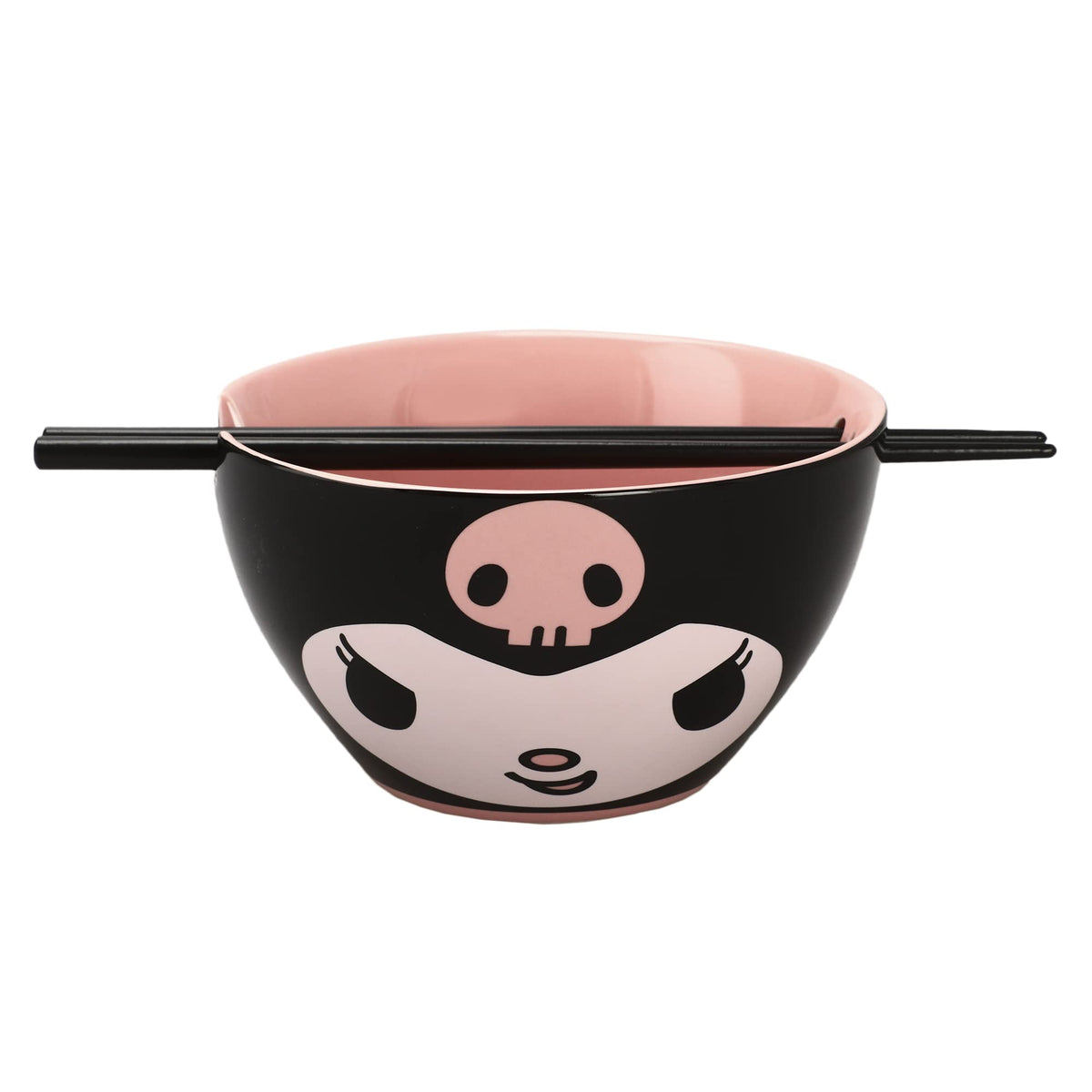 Bioworld Kuromi tazón ramen con diseño frontal, ideal para comidas diarias.