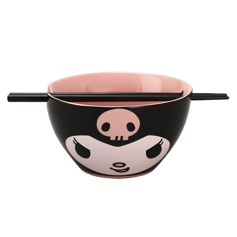 Bioworld Kuromi tazón ramen con diseño frontal, ideal para comidas diarias.
