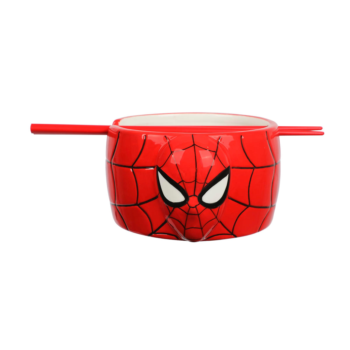 Bioworld Spider-Man cuenco cerámico con máscara para ramen, ideal para fans.