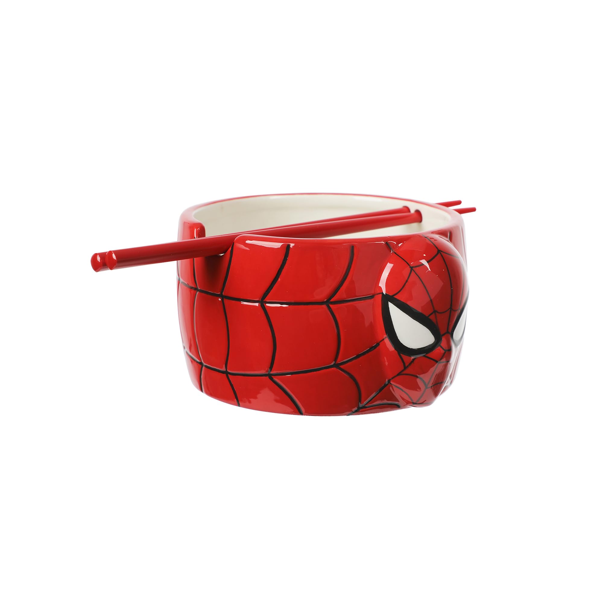 Bioworld Spider-Man cuenco cerámico con patrón de telaraña para porciones generosas.