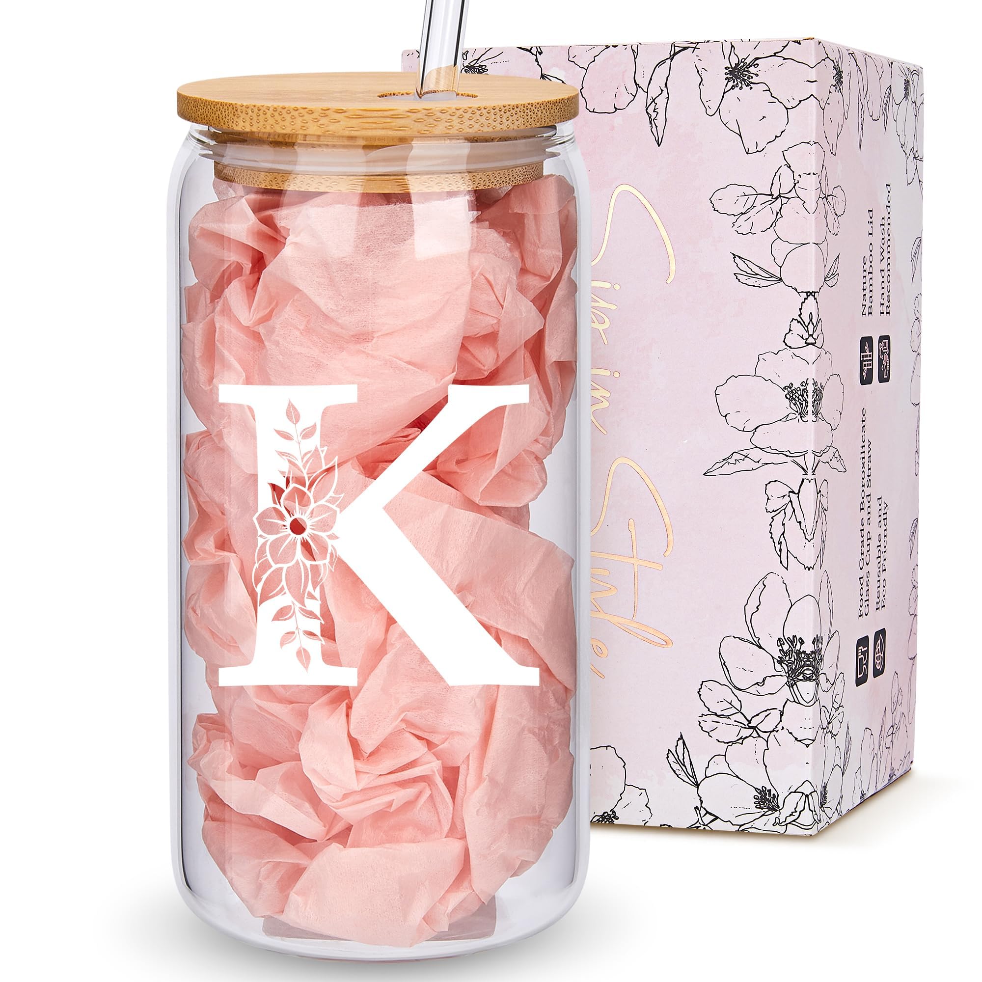 Vaso BIPEDS con monograma y tapa de bambú, ideal para café matutino sin derrames.