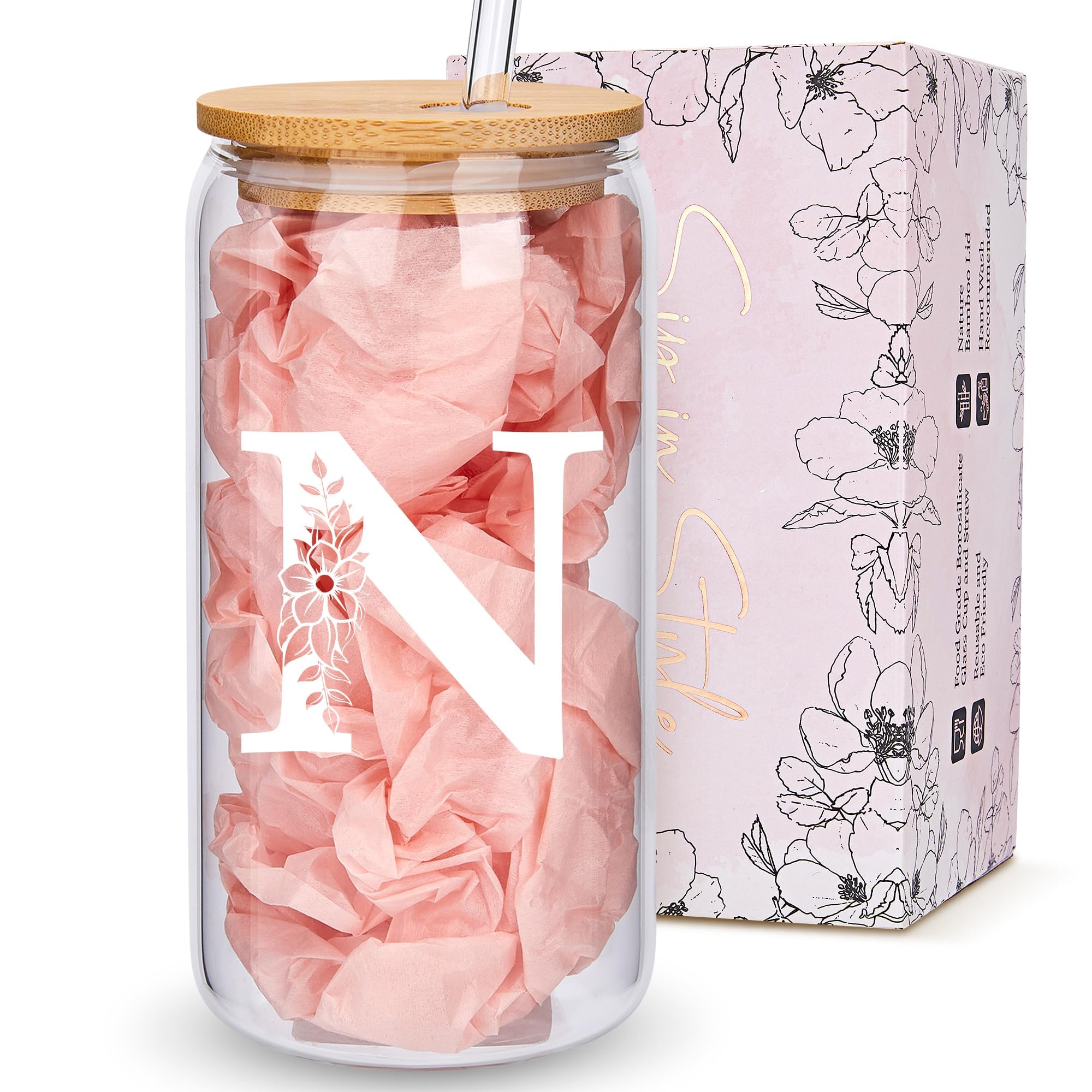 Taza BIPEDS con monograma en cristal borosilicato, ideal para uso diario con estilo.