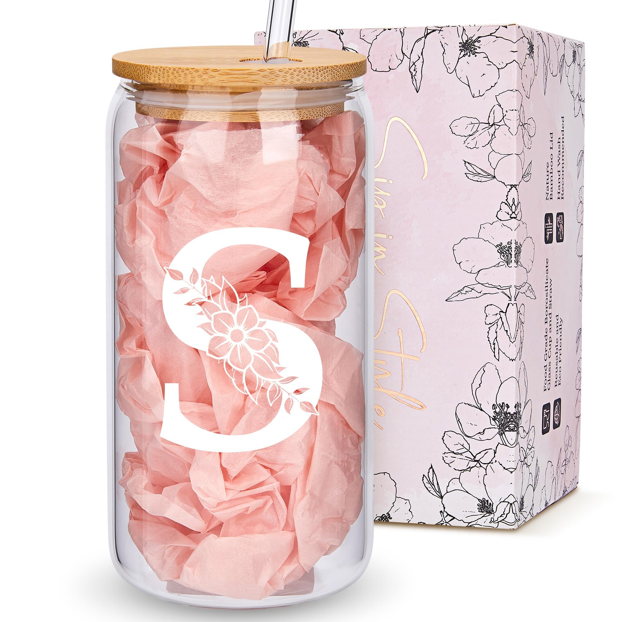 Vaso BIPEDS con monograma y tapa, ideal para bebidas personalizadas.