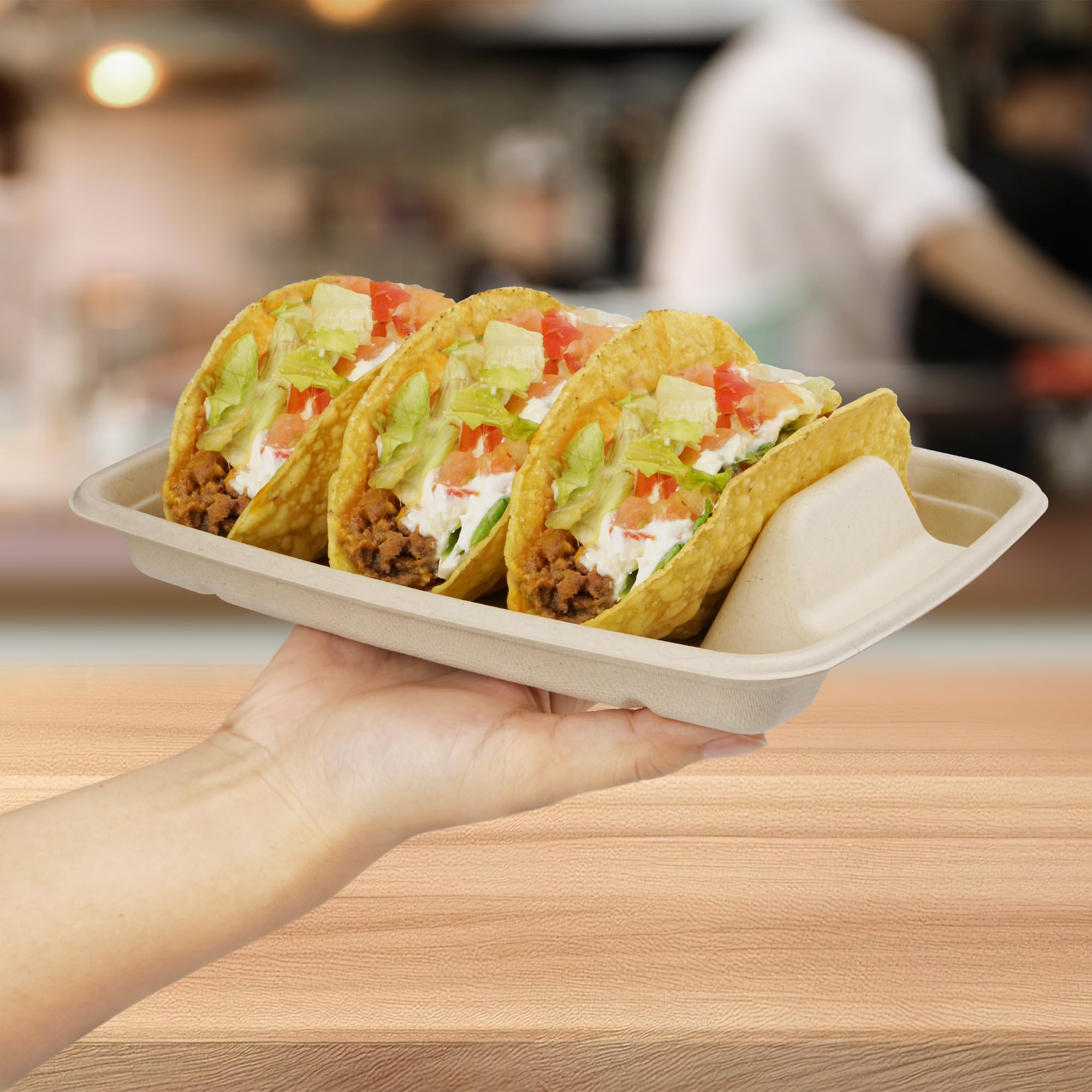 BIRCHIO material natural, divisores incluidos, opción segura para servir tacos.