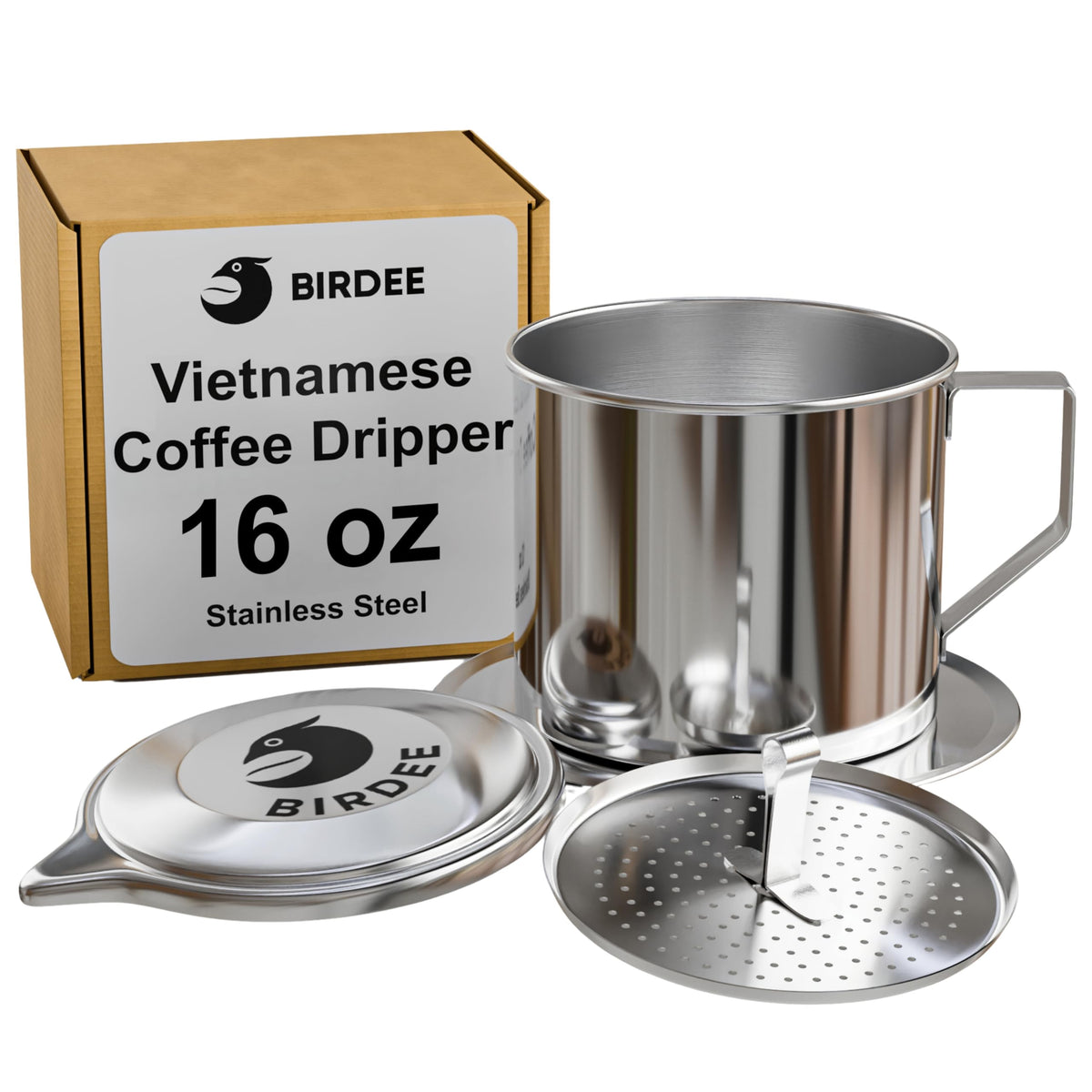 Birdee phin vietnamita 16 onzas duradero para preparar café fuerte y aromático en casa.