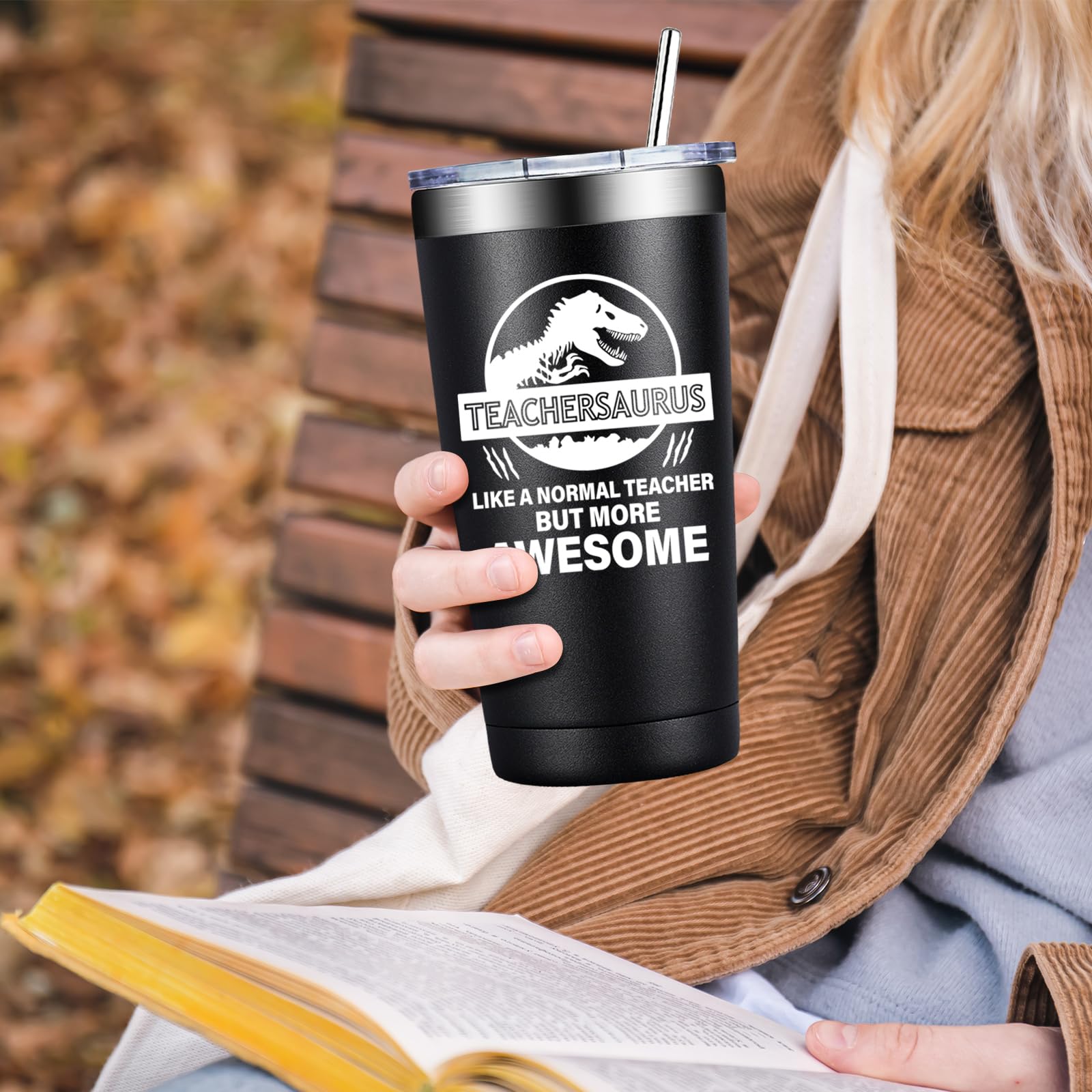 Taza 20oz para coche, BIRGILT Teachersaurus cabe en portavasos.