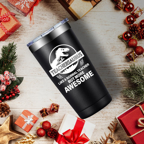 BIRGILT Teachersaurus, taza 20oz en aula, mantiene bebidas a temperatura.