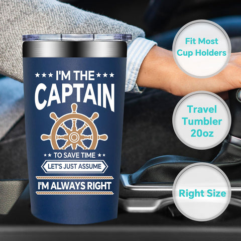 Birgilt tumbler capitan 20oz, ambiente marino, perfecto para paseos en barco.