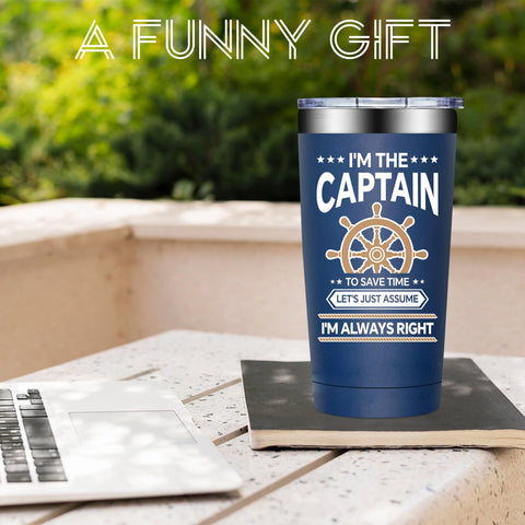 Birgilt tumbler capitan 20oz, compatible con portavasos, transporte cómodo.