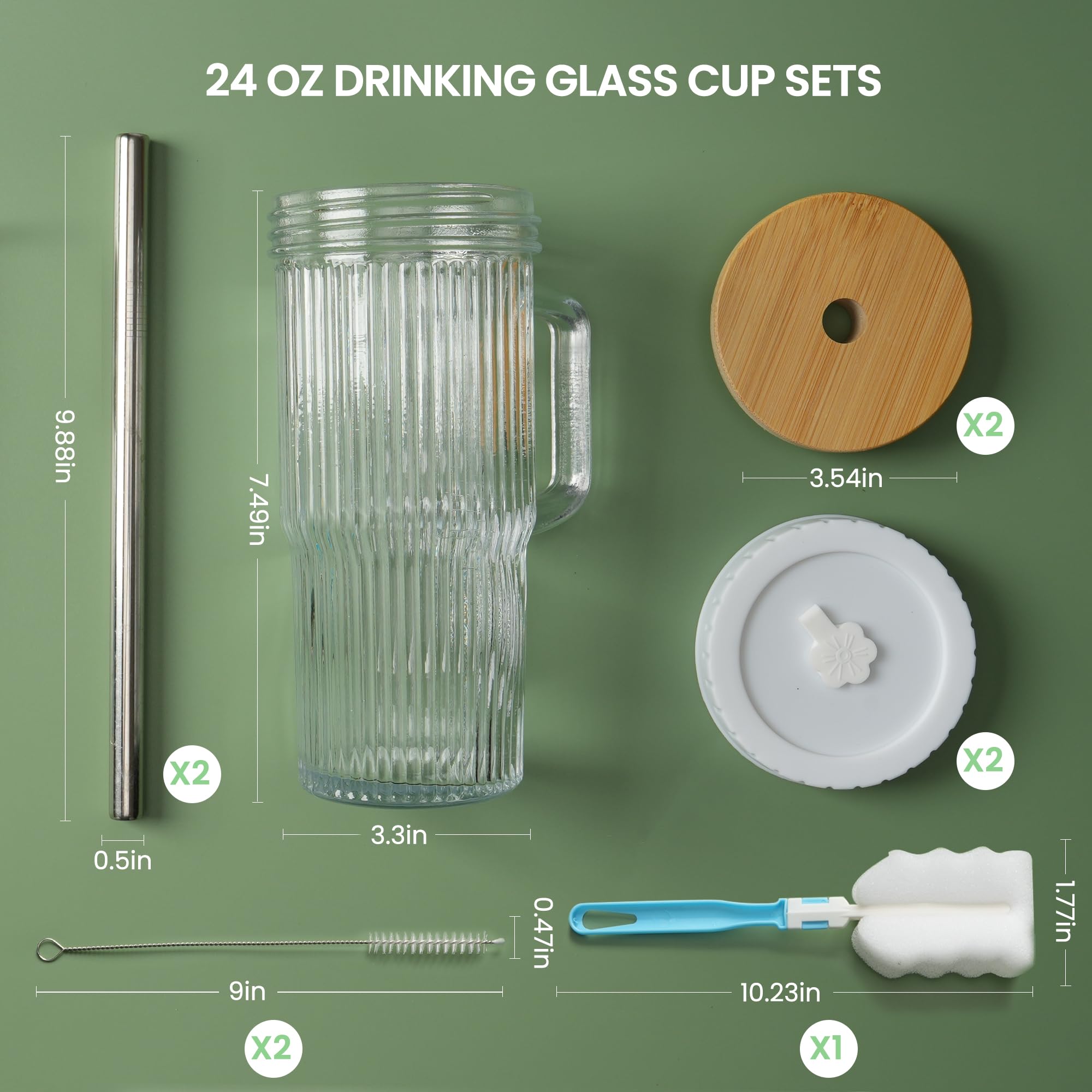 Birity vaso cristal 24oz fácil de limpiar.