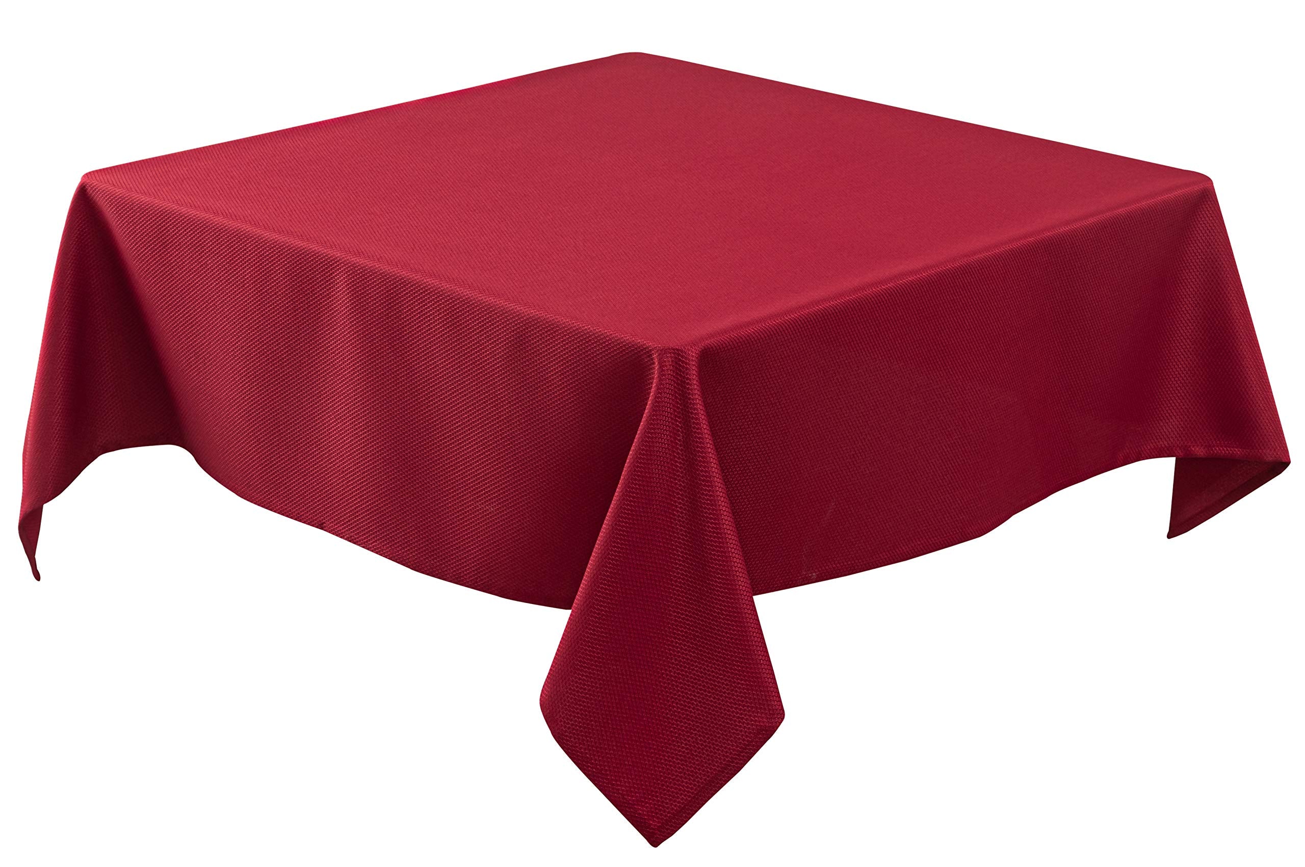 Mantel Biscaynebay textura cuadrada roja, ideal para cenas formales.