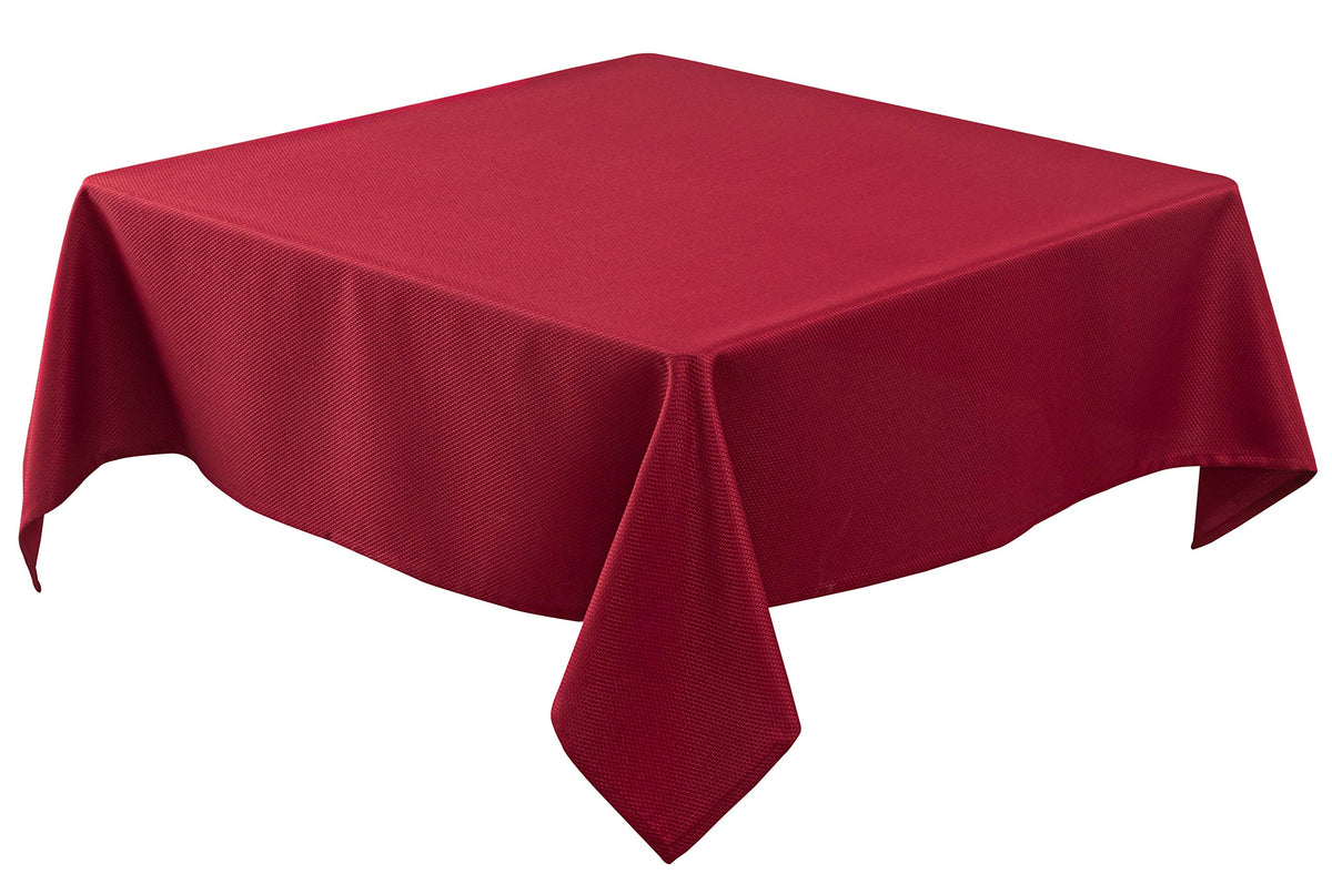 Mantel Biscaynebay cuadrado texturizado rojo, ideal para cenas y celebraciones.