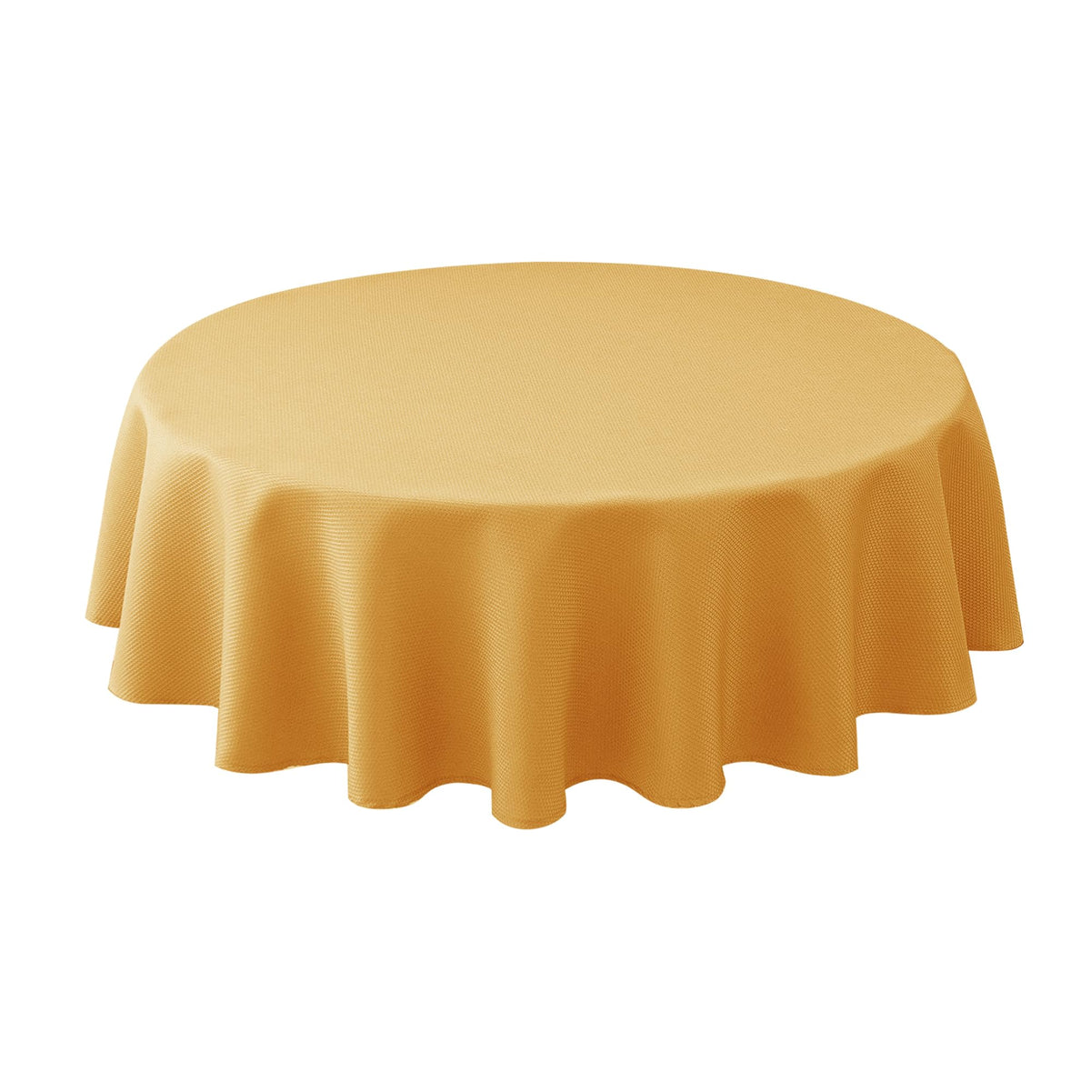 Mantel Biscaynebay en tono otoño-oro texturado para mesa redonda.