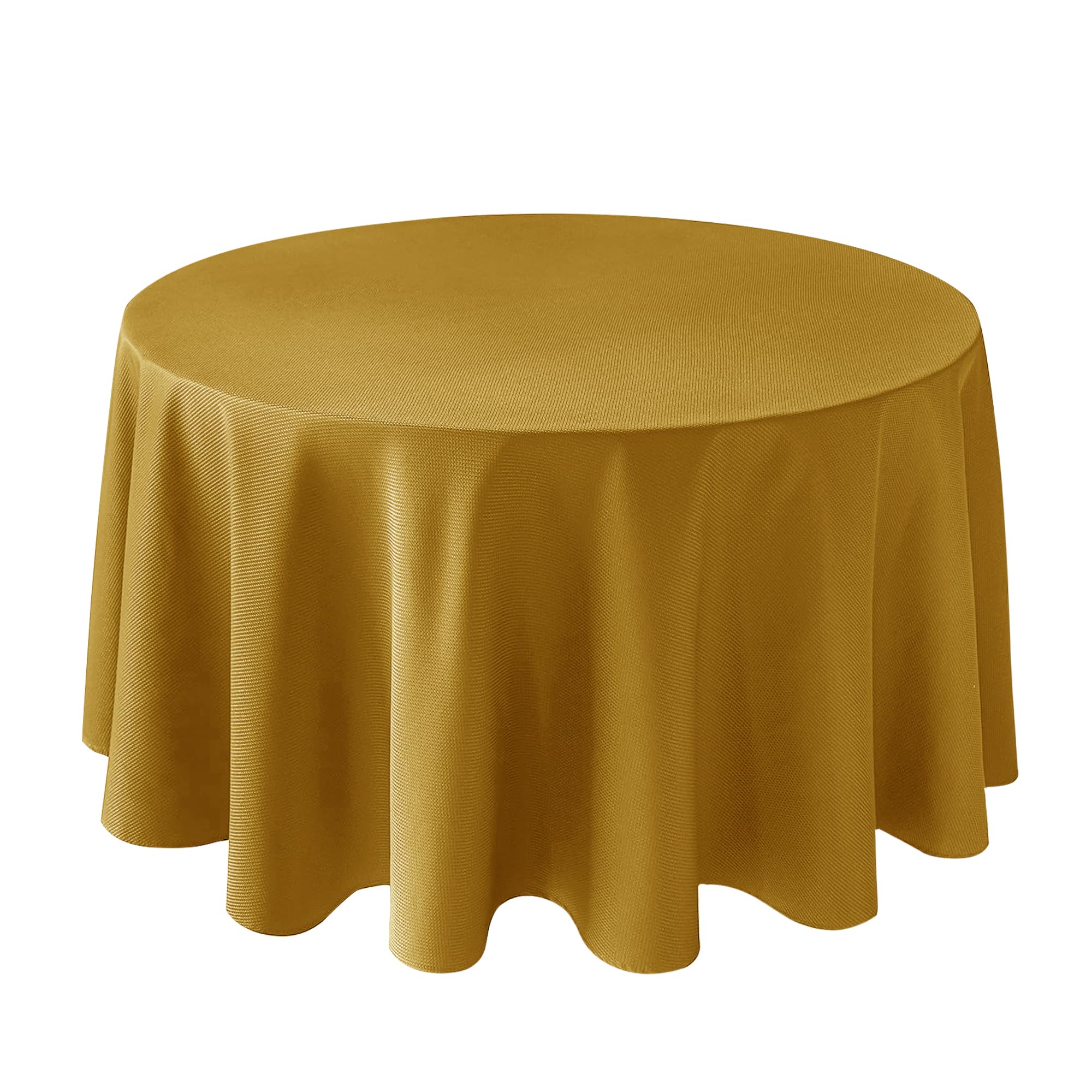 Mantel Biscaynebay redondo 90 pulgadas dorado texturizado para una mesa con caída lujosa
