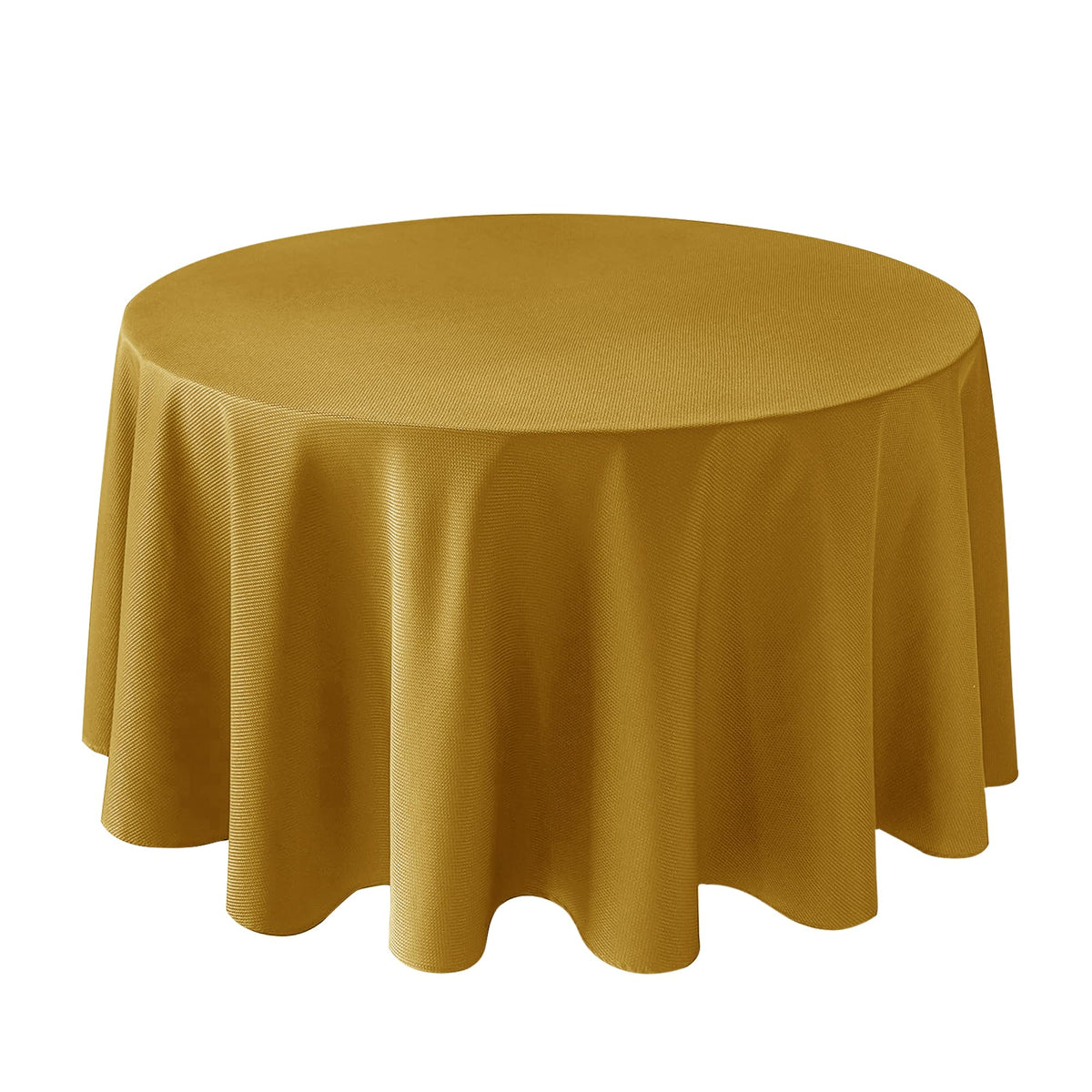 Mantel Biscaynebay redondo 90 pulgadas dorado texturizado para una mesa con caída lujosa
