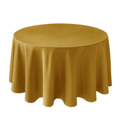 Mantel Biscaynebay redondo 90 pulgadas dorado texturizado para una mesa con caída lujosa