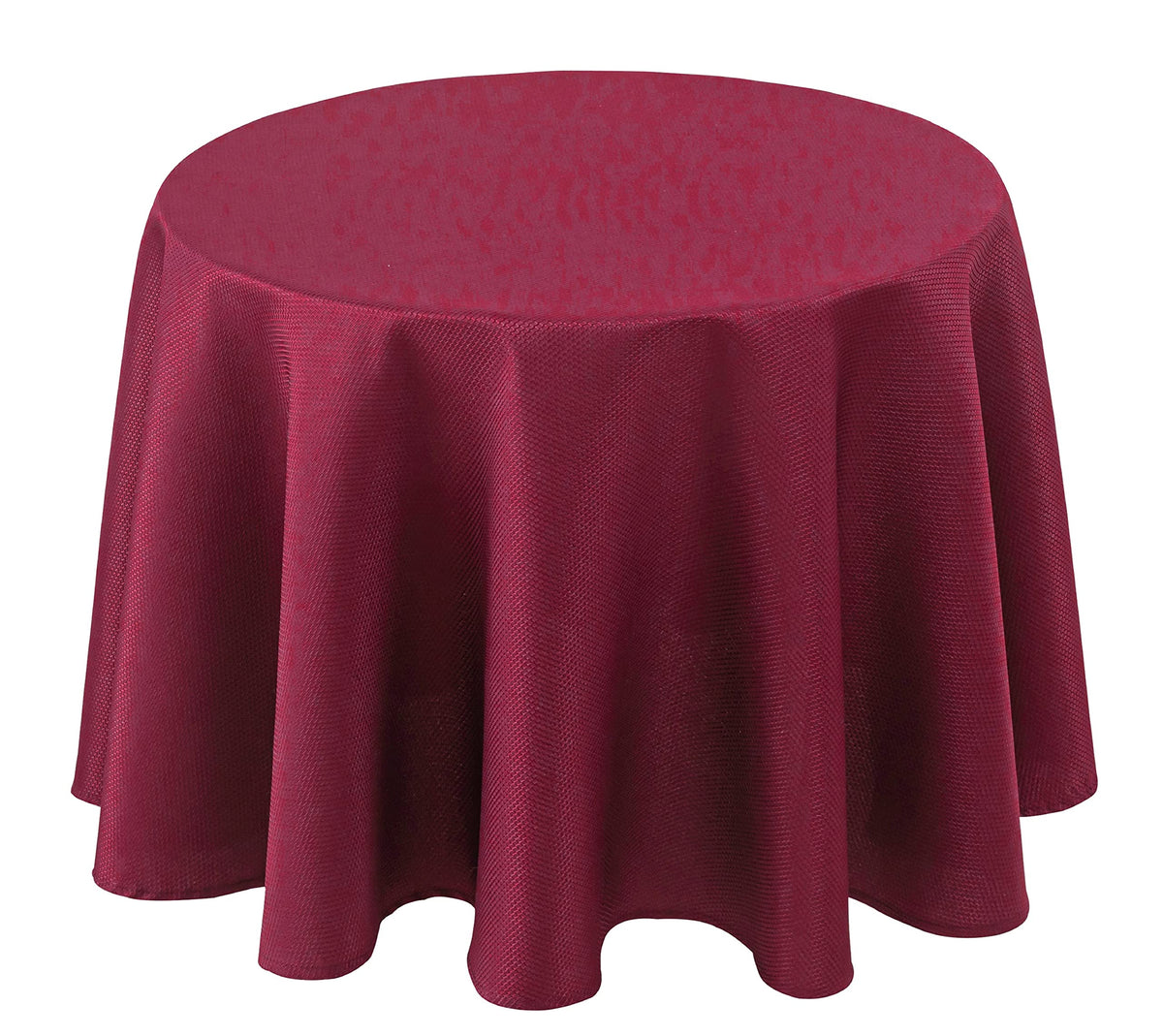 Mantel Biscaynebay redondo texturizado de 70 pulgadas añade elegancia a la mesa.