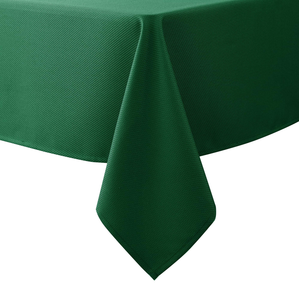 Mantel Biscaynebay texturizado verde oscuro, caída elegante para mesa rectangular