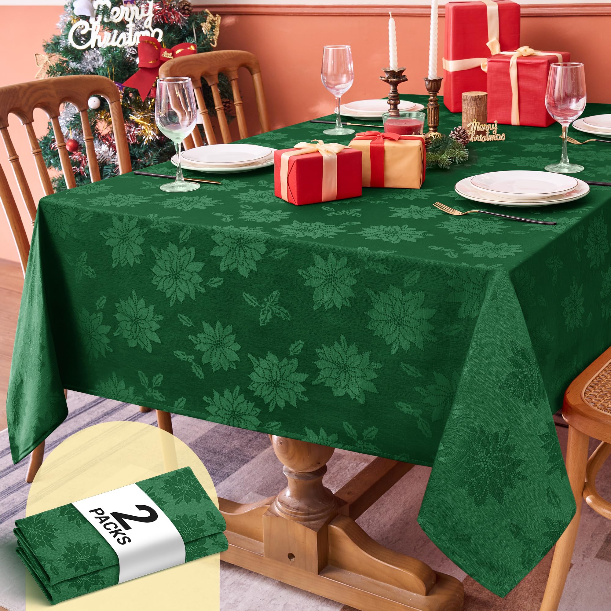 Mantel Biscaynebay 60x84 rectangular verde bosque para comedor elegante.
