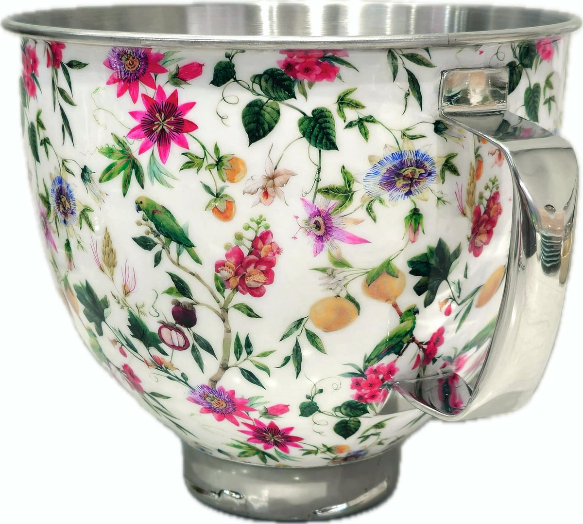 Biscuitique tazón mezclador con patrón floral en acero inoxidable para KitchenAid, realza la estética de la cocina