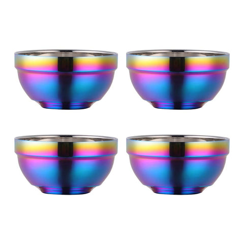 Cuencos BISDARUN arcoíris de acero 304, set de 4 para arroz o sopa.