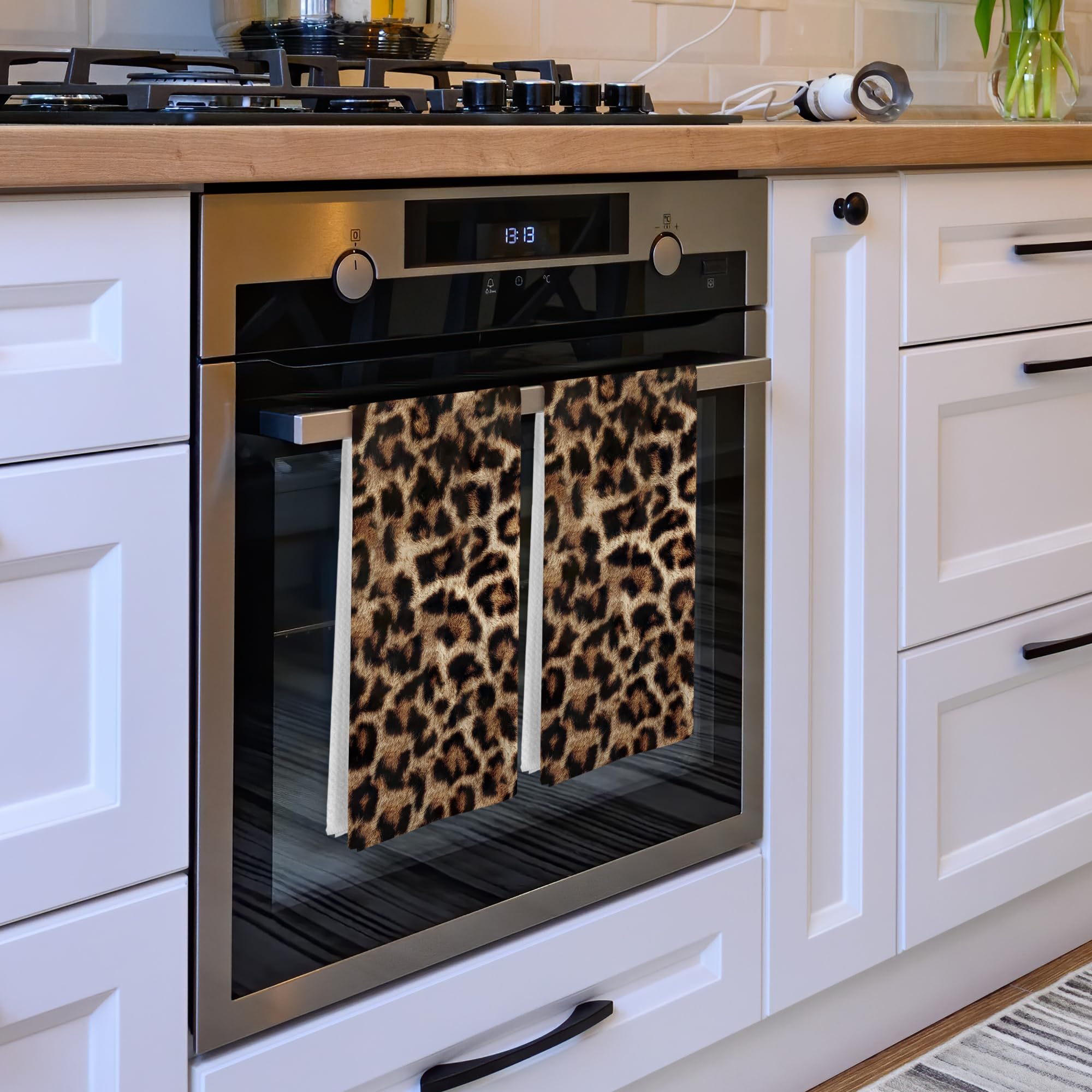 BitKAM toalla leopardo baño, diseño decorativo, añade estilo y facilita secado rápido en el baño.