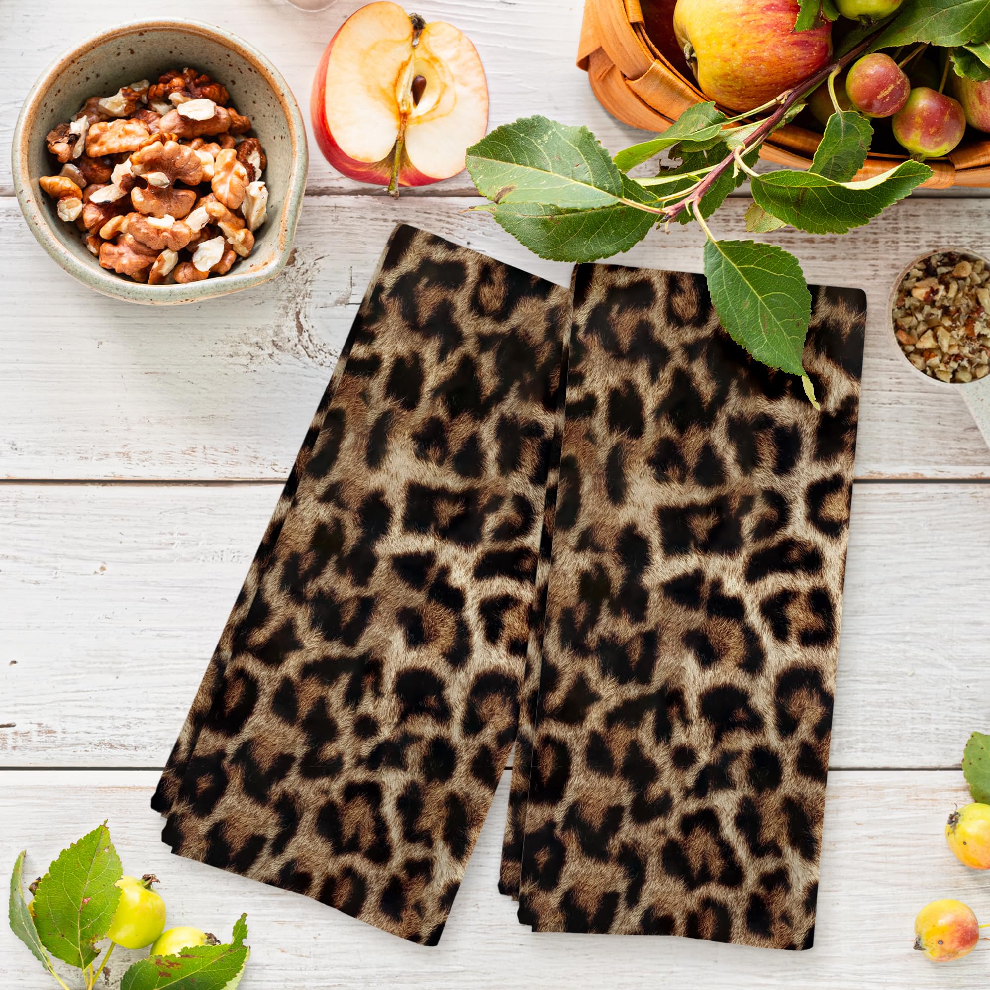 BitKAM toalla leopardo baño, textura suave, ideal para secar manos tras la ducha.